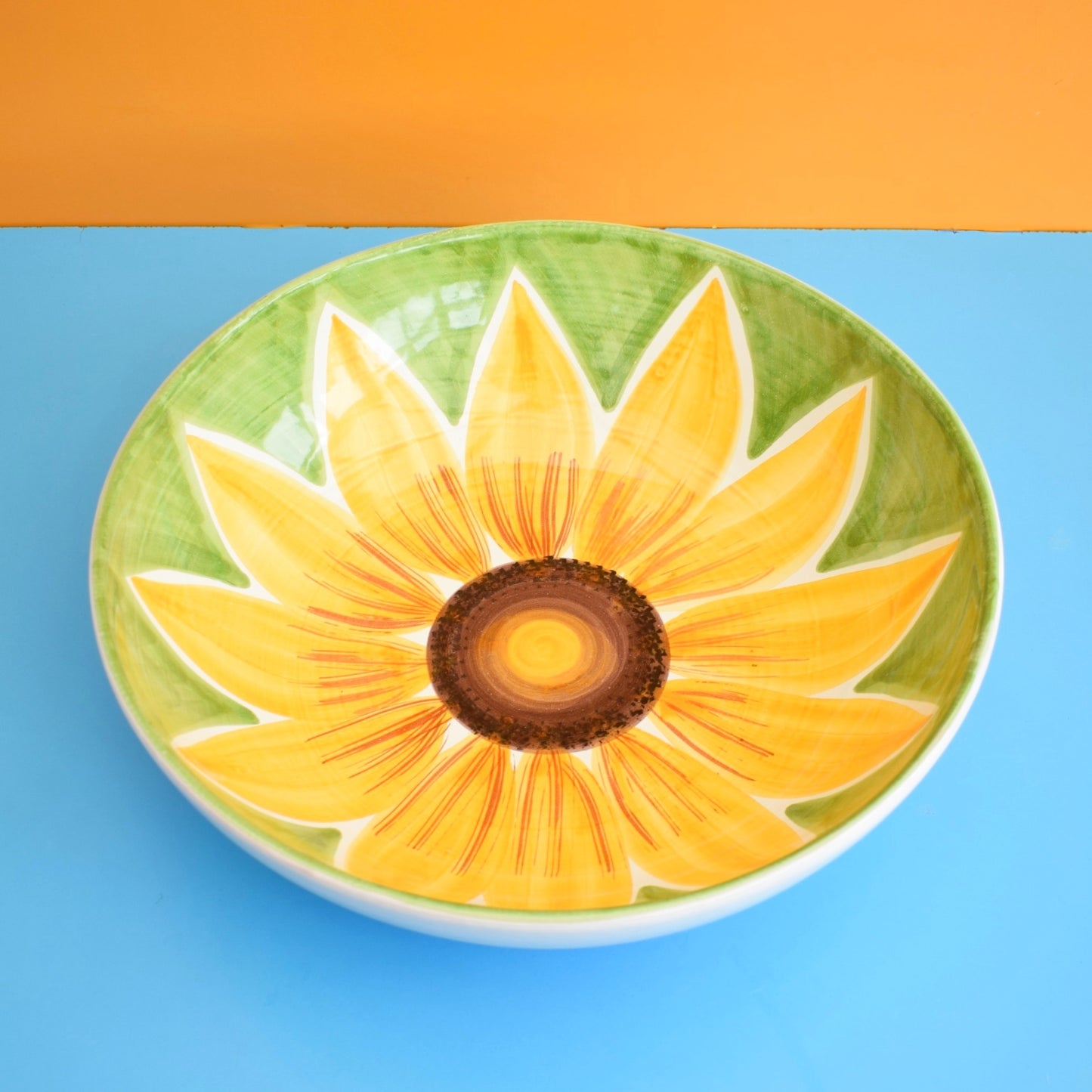 Vintage 1990s Large Ceramic Sunflower Bowl - BHS