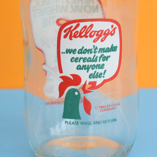 Vintage 1980s Glass Milk Bottle - Kellogg's - Cocktails ? by Pineapple Retro