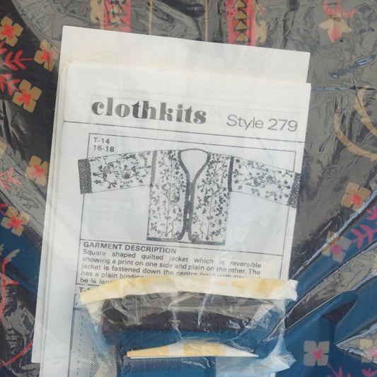 Vintage 1970s Clothkits Quilted Reversible Jacket KIT - Black