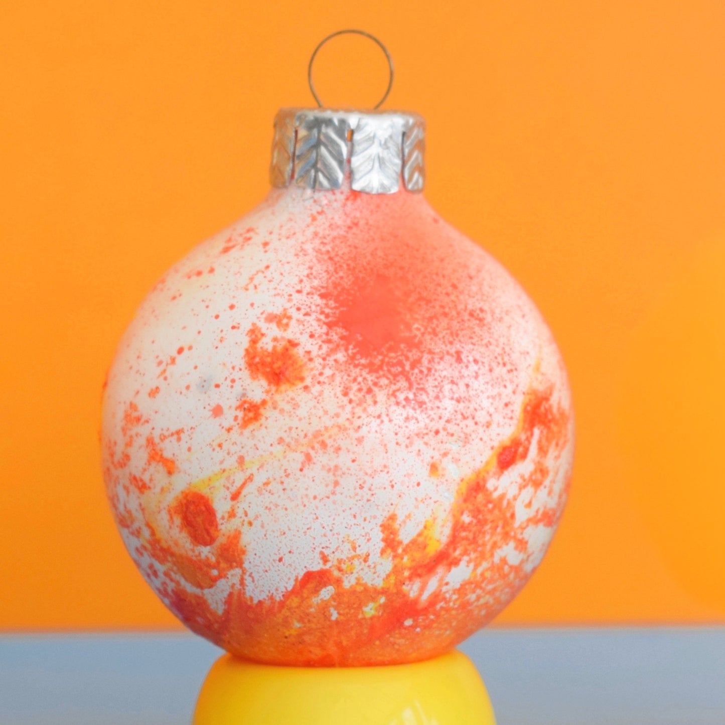 Vintage 1970s Glass Christmas Baubles - Hydro Dipped - Orange & Yellow