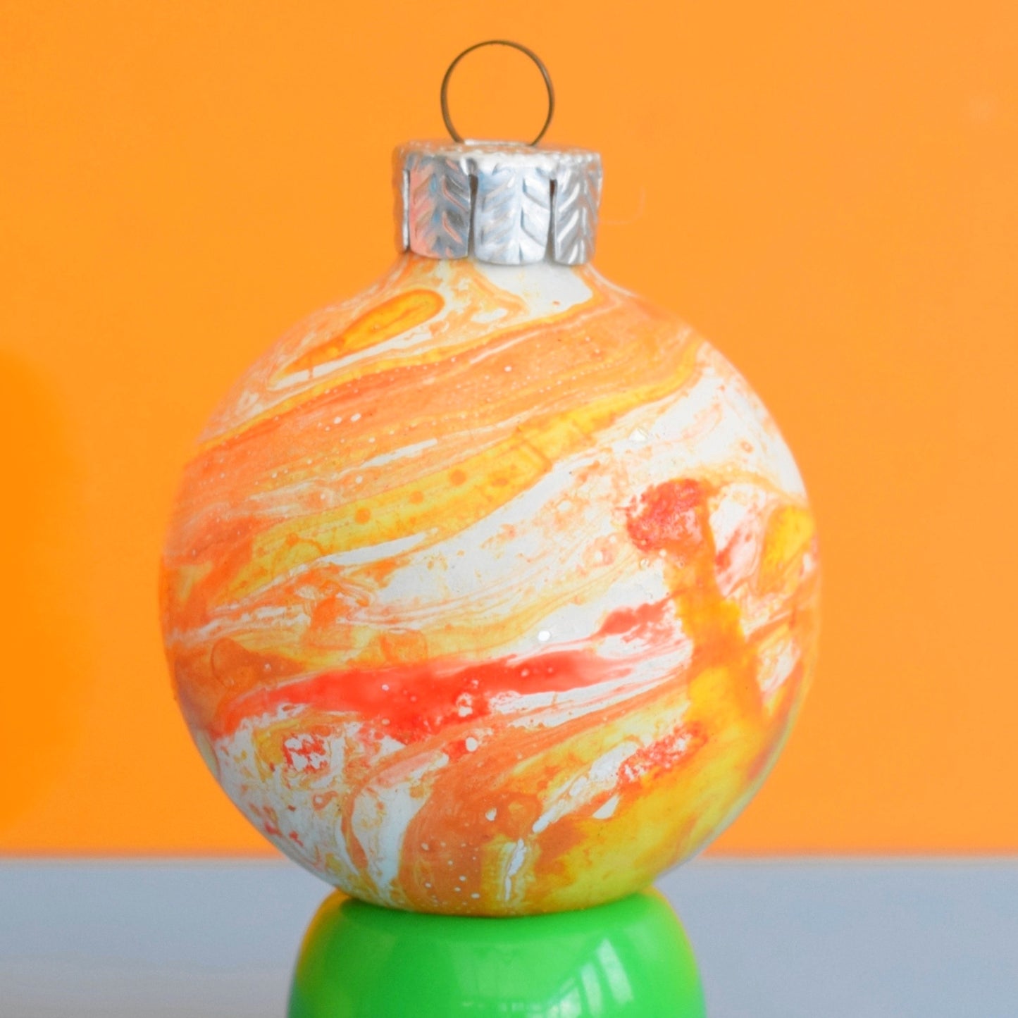 Vintage 1970s Glass Christmas Baubles - Hydro Dipped - Orange & Yellow