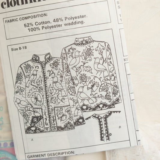 Vintage 1970s Clothkits Quilted Jacket KIT - Pink & Turquoise