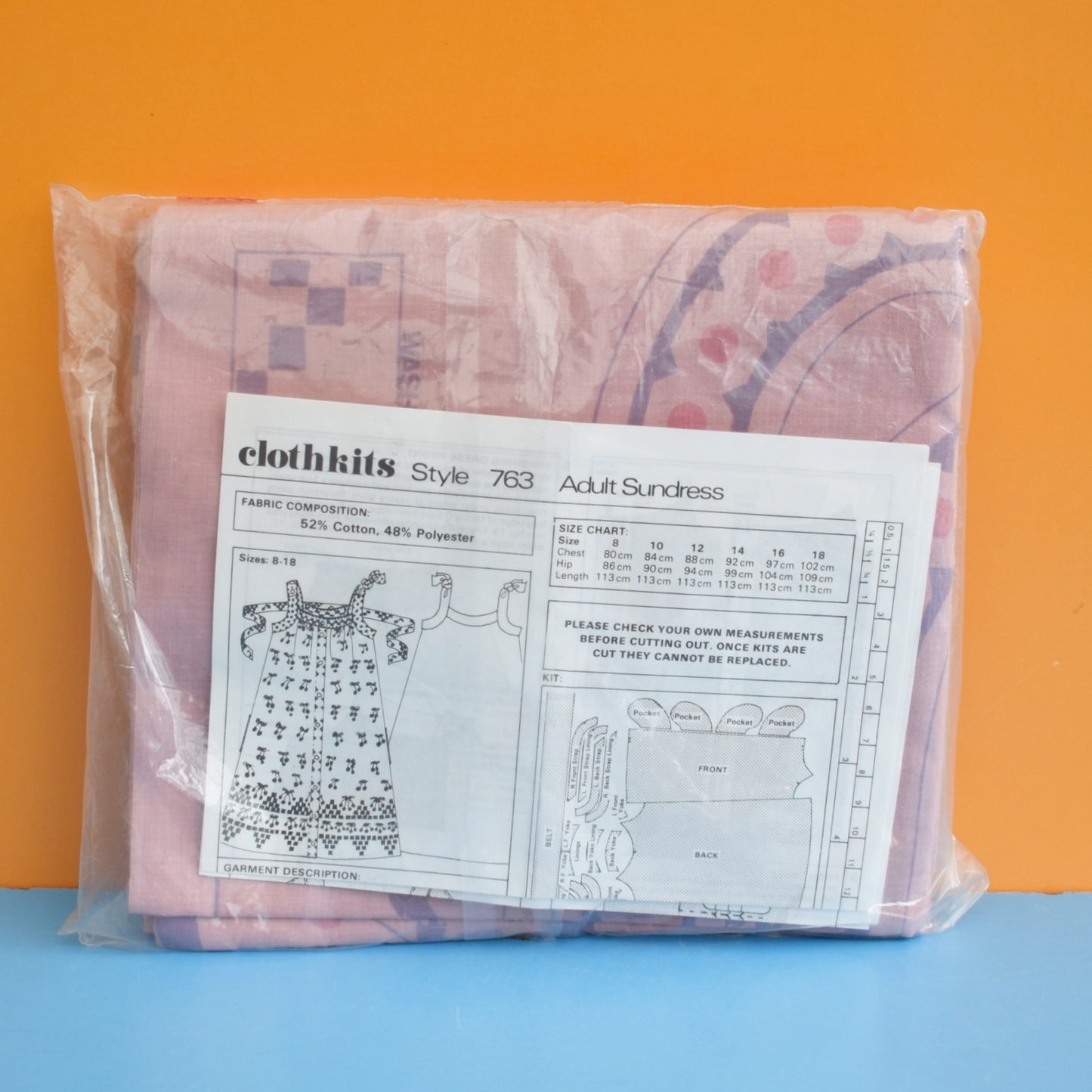 Vintage 1970s Clothkits Adult Sundress KIT - Cherries - Pink
