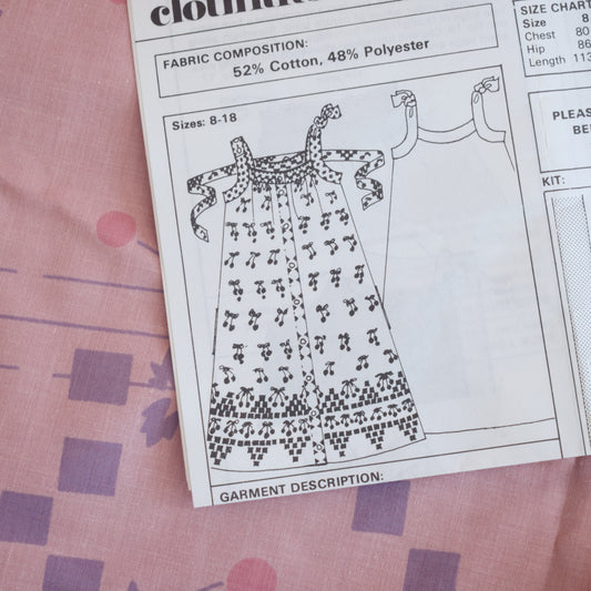 Vintage 1970s Clothkits Adult Sundress KIT - Cherries - Pink
