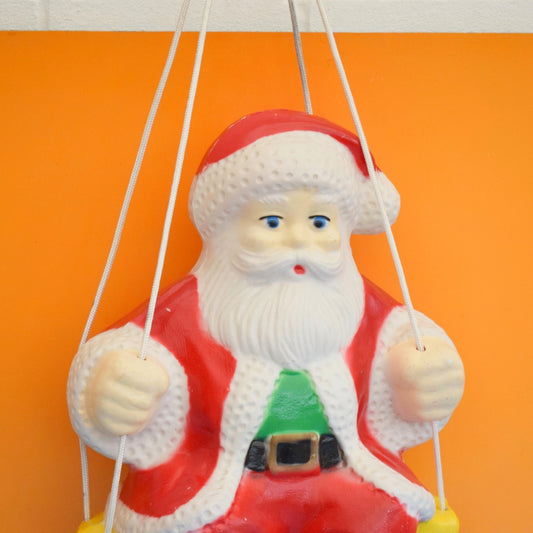 Vintage 1980s Mould Blown Hanging Santa Light
