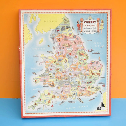 Vintage 1960s Victory Plywood Puzzle - Industrial Life Of England & Wales