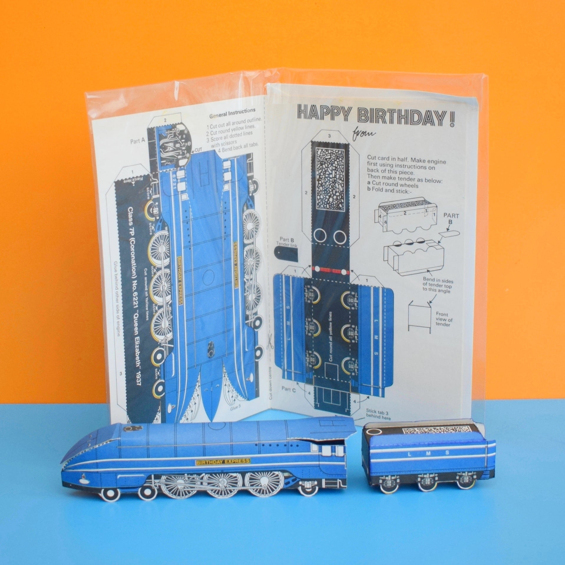 Vintage 1970s Greeting Card - Cut Out - Happy Birthday Train by Eric's Cards