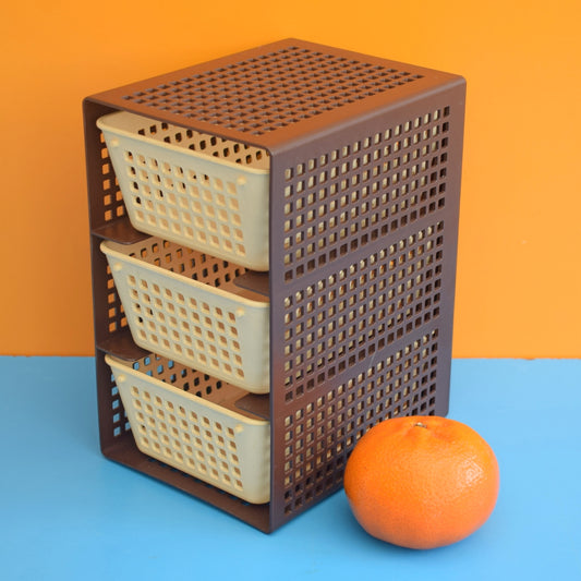 Vintage 1970s Plastic Mini Drawers - Dialene - Brown