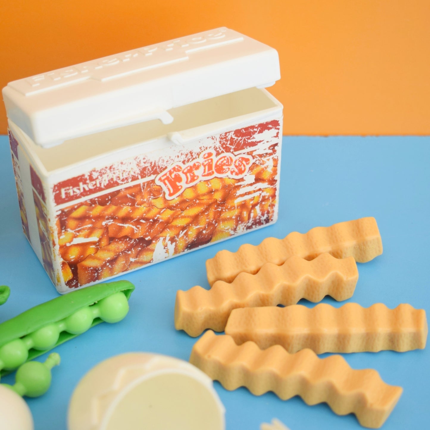 Vintage 1980s Fisher Price Play Food - Peas, Chips, Eggs  - Plastic