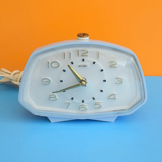 Vintage 1960s Metamec Electric Alarm Clock - Blue