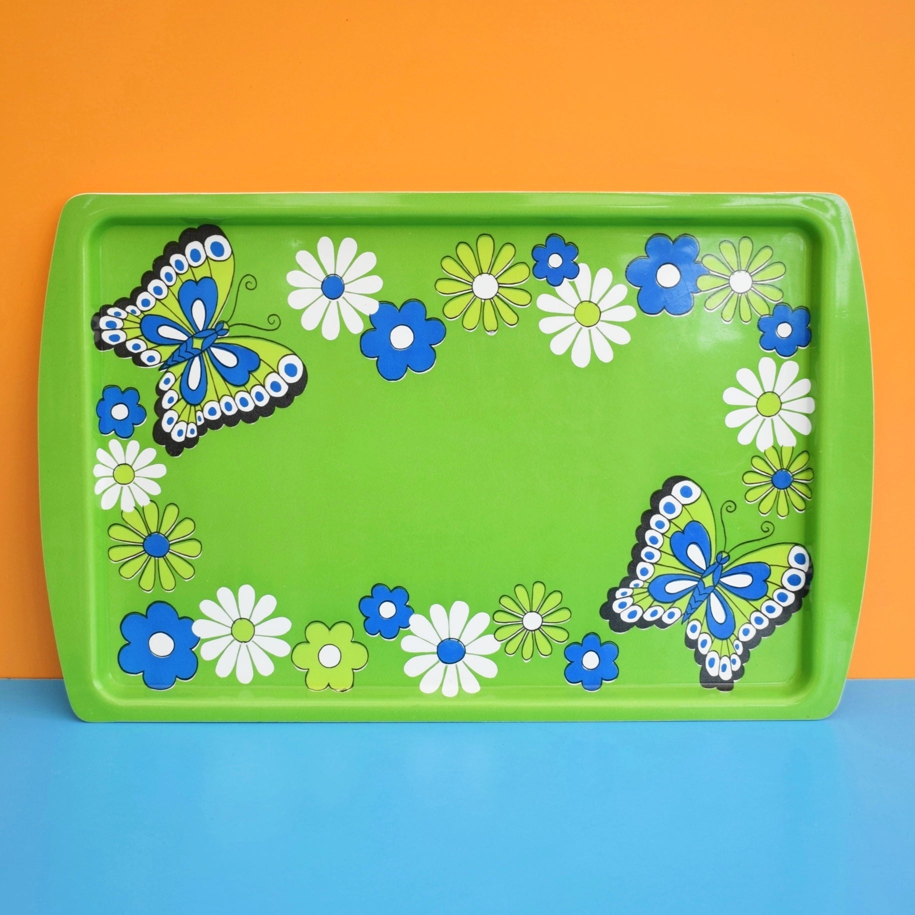 Vintage 1960s American Tray - Flower Power Butterfly by Vintage