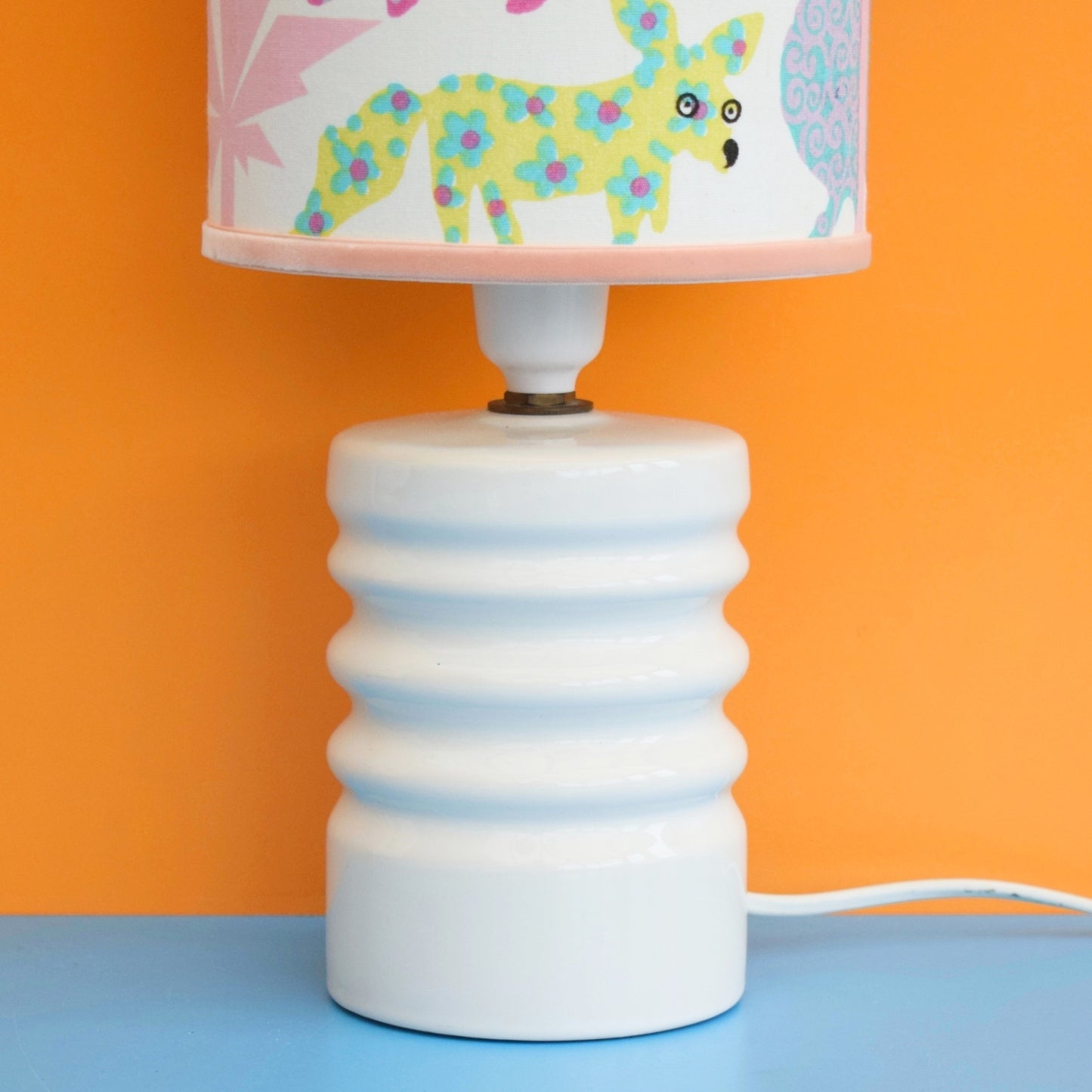 Vintage 1970s Kids Lamp Shade / Doulton Sheerlite Style Lamp Base