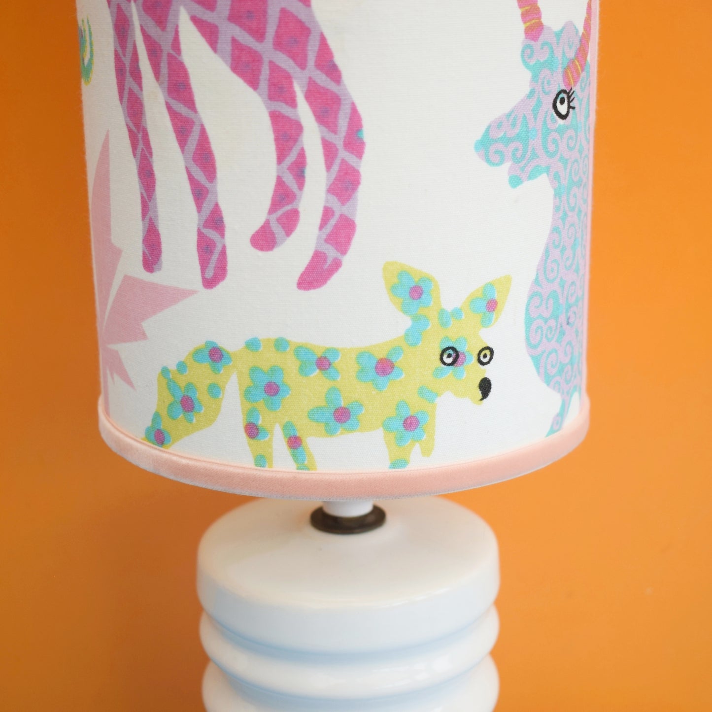 Vintage 1970s Kids Lamp Shade / Doulton Sheerlite Style Lamp Base
