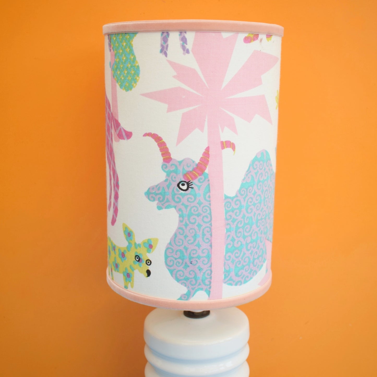 Vintage 1970s Kids Lamp Shade / Doulton Sheerlite Style Lamp Base