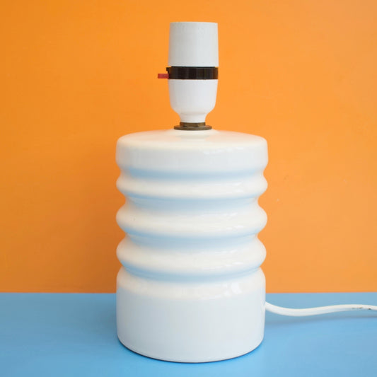 Vintage 1970s Ceramic Lamp - Royal Doulton Style- White Ribbed