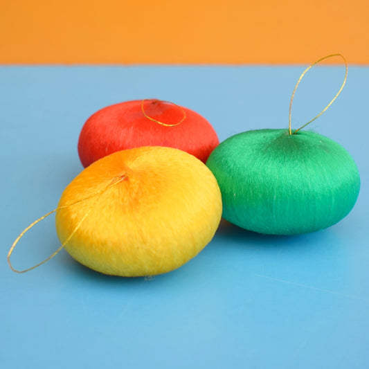Vintage 1970s Satin Christmas Baubles- Unusual Shape x3