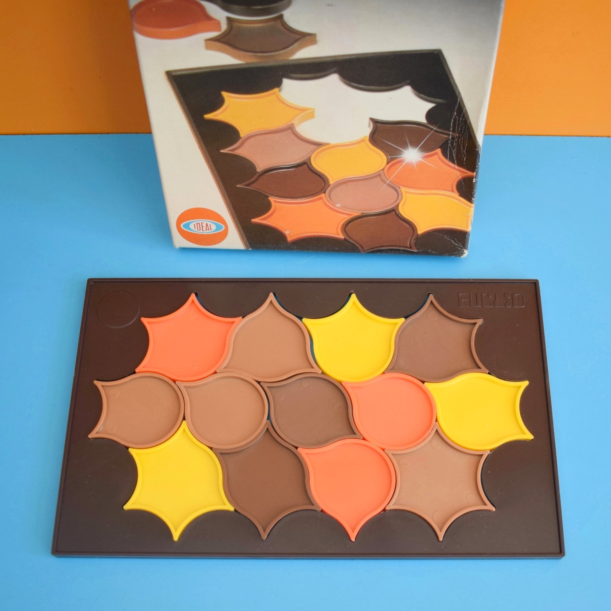 Vintage 1970s Hi-Q Euclid - Plastic Puzzle - Orange & Brown . by Vintage