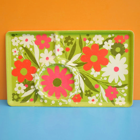 Vintage 1960s American Tray - Flower Power - Flo Pink & Lime Green