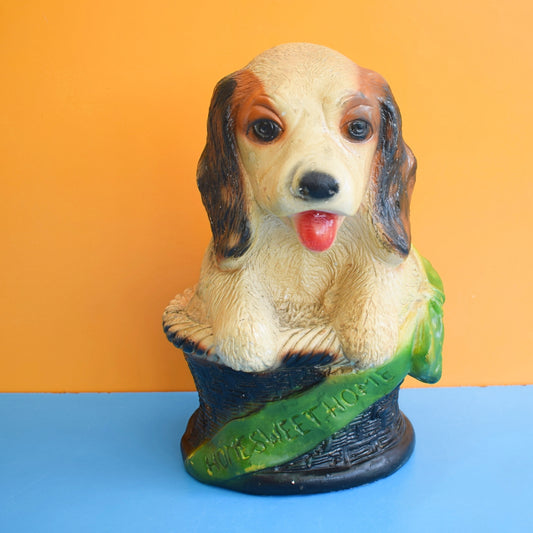Vintage 1950s Plaster Home Sweet Home Doggy Statue