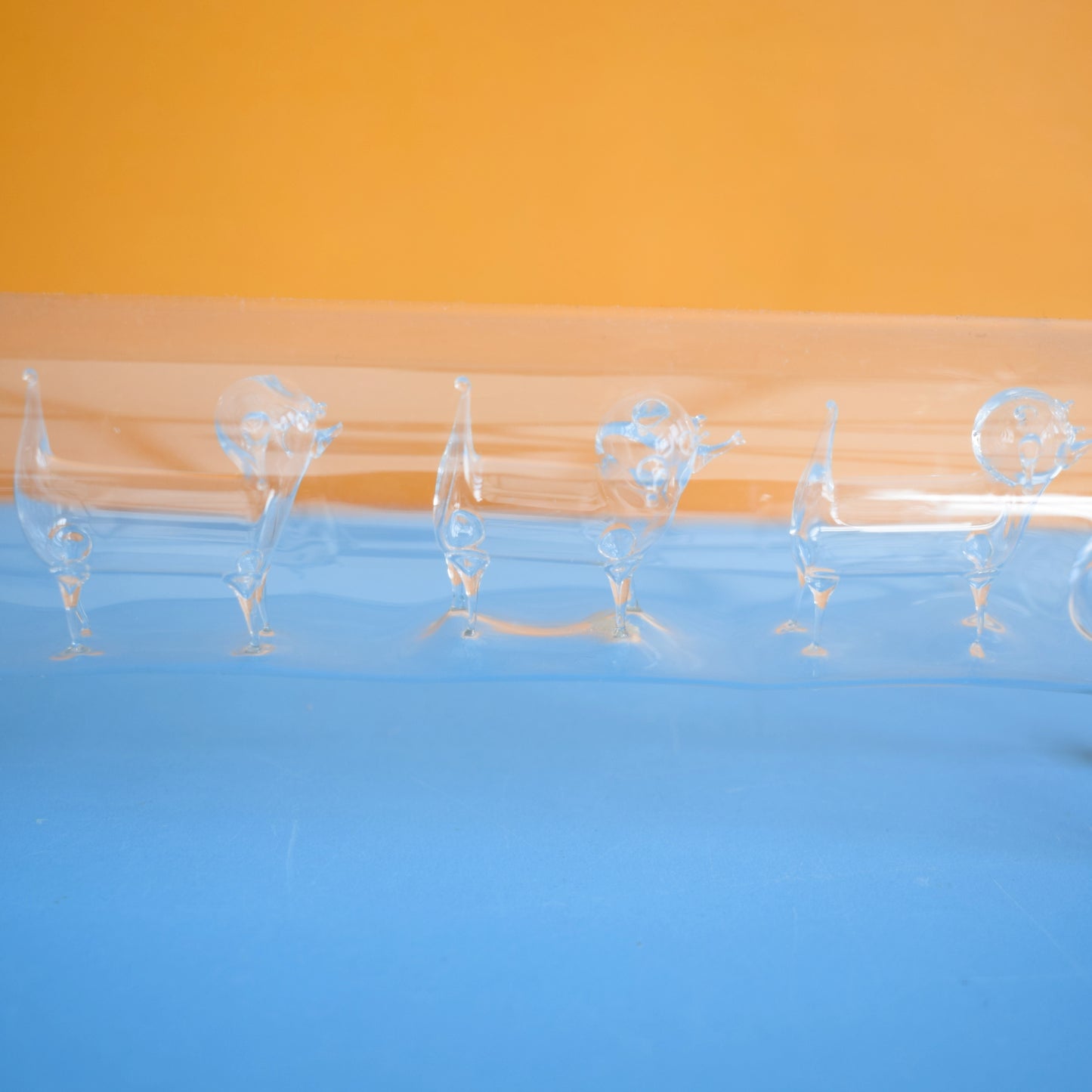 Vintage 1980s Sausage Dog - Clear Glass With Babies