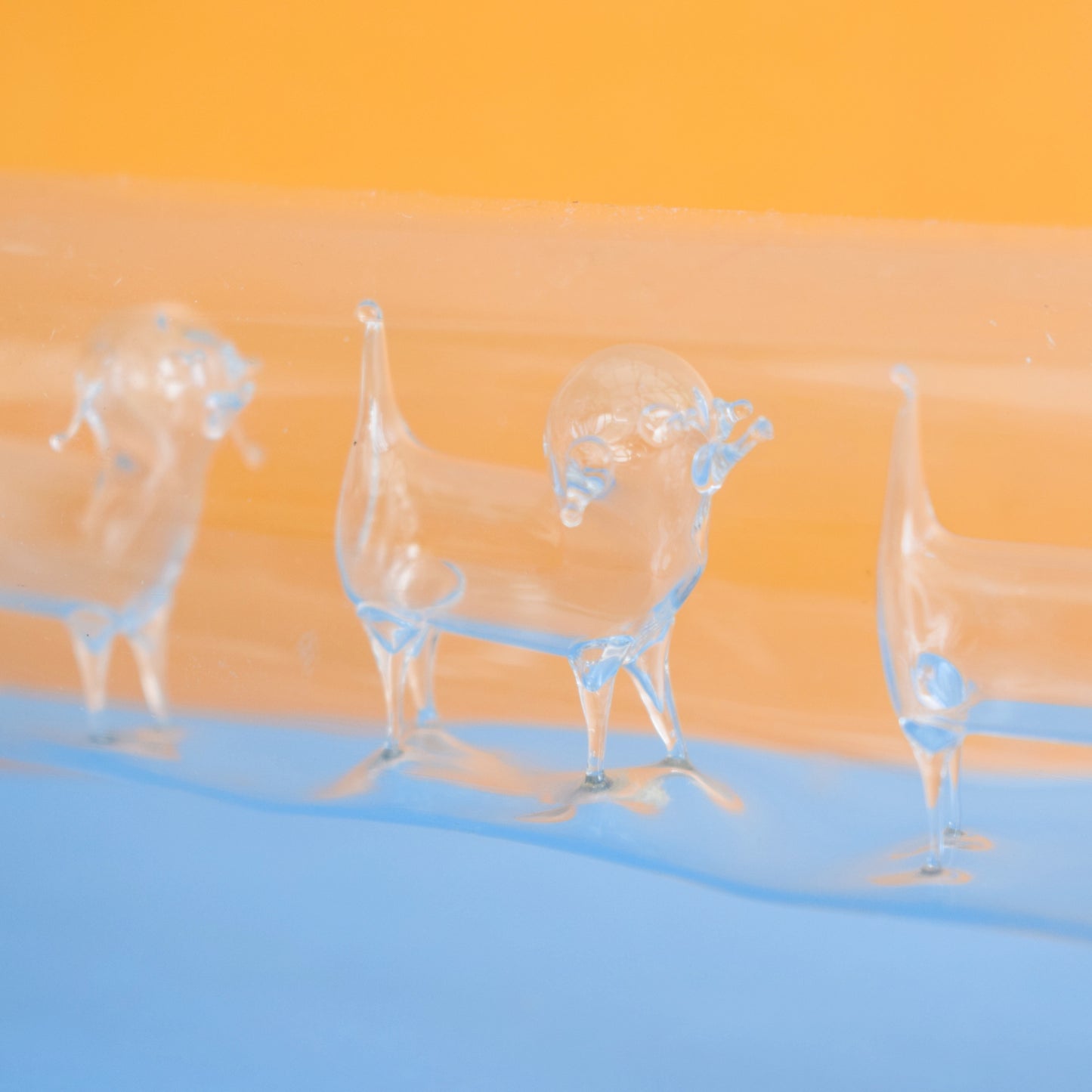 Vintage 1980s Sausage Dog - Clear Glass With Babies