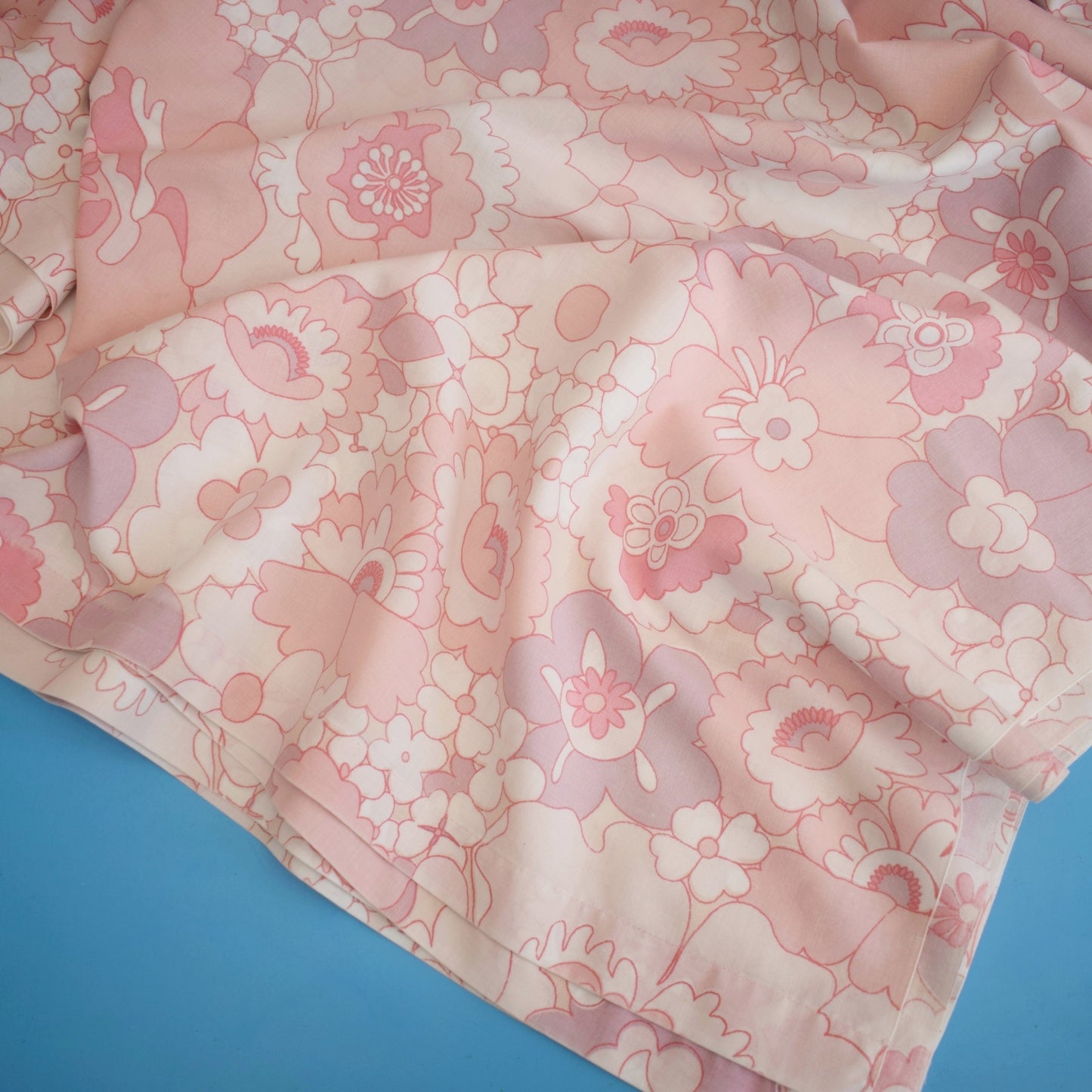 Vintage 1970s Flat Sheet & Pillow Cases M&S - Flower Power - Pink / Green by Vintage