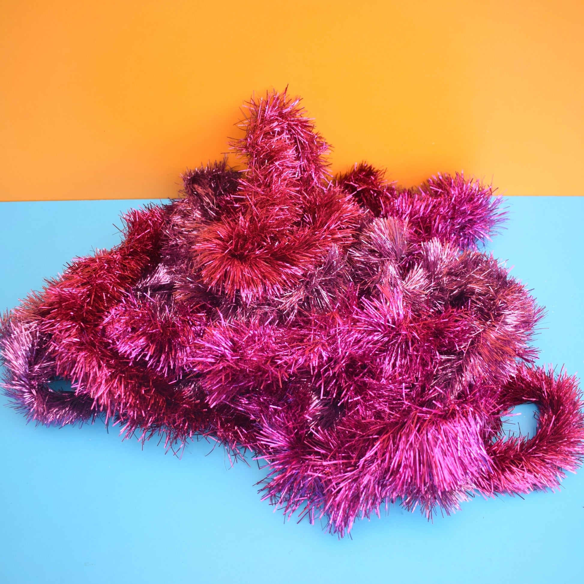Vintage 1970s Tinsel Garland Decoration - Pink / Purple by Pineapple Retro