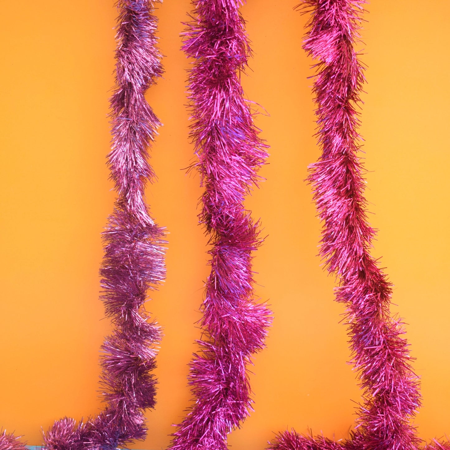 Vintage 1970s Tinsel Garland Decoration - Pink / Purple by Pineapple Retro