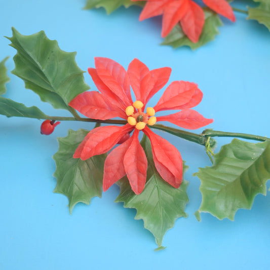 Vintage 1970s Kitsch Plastic Holly Garland Decoration