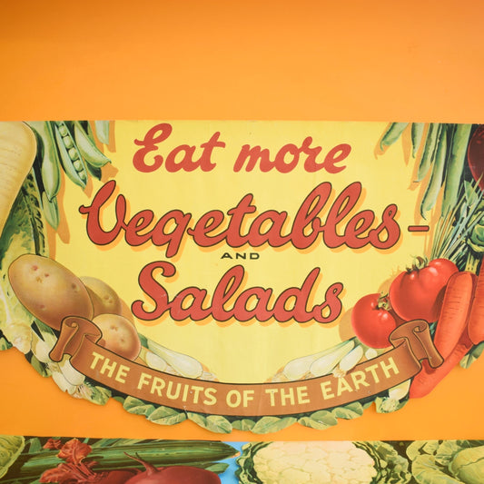 Vintage 1950s Eat More Vegetables & Salads - Shop Posters - Original Not Reproduction