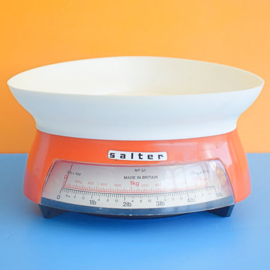 Vintage 1970s Salter Kitchen Scales - Orange .