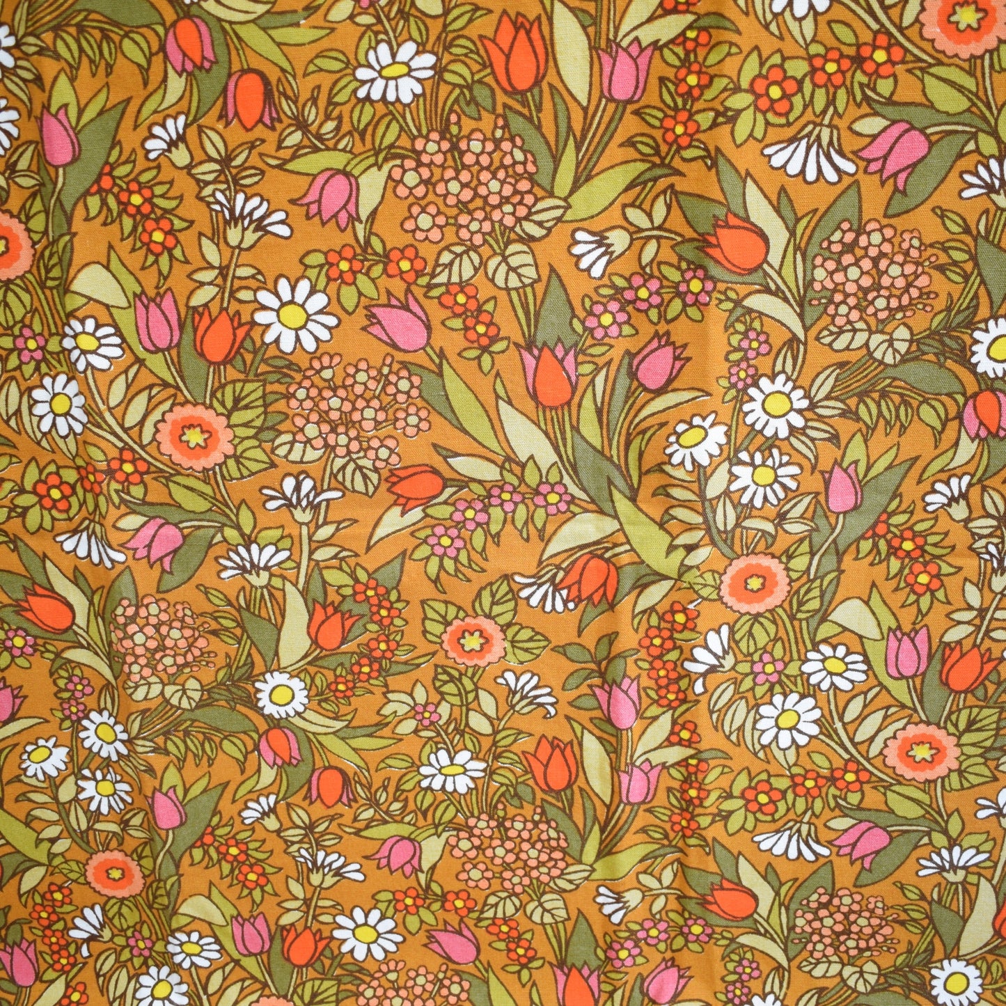 Vintage 1960s Fabric /Curtains - Jonelle Flower Waltz - Flower Power by Vintage
