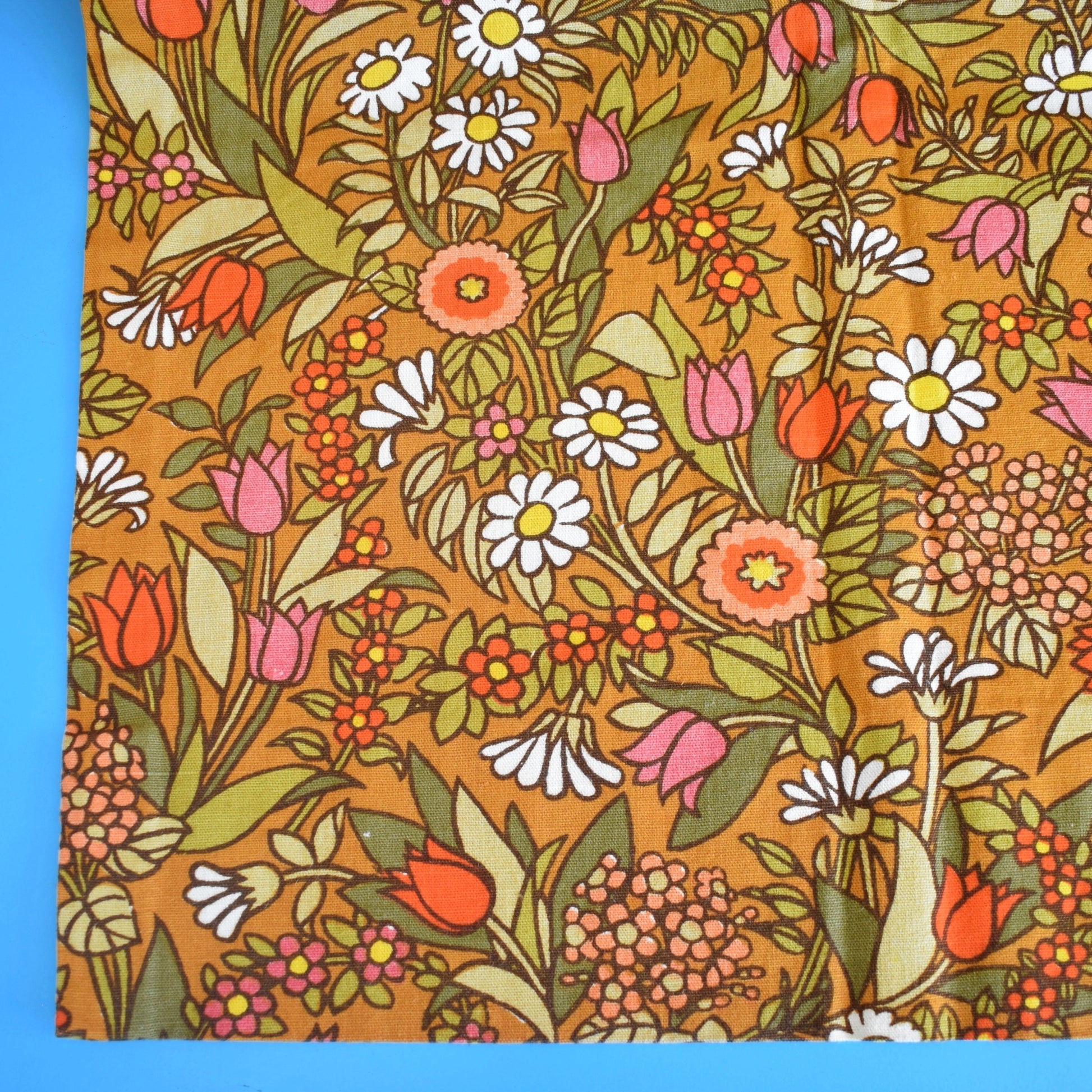 Vintage 1960s Fabric /Curtains - Jonelle Flower Waltz - Flower Power by Vintage