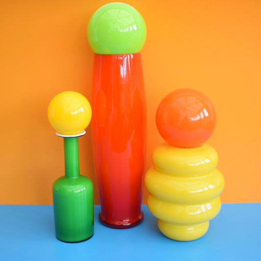 Vintage 1960s Italian Glass Bullet Vase- Vibrant Cased Orange by Pineapple Retro