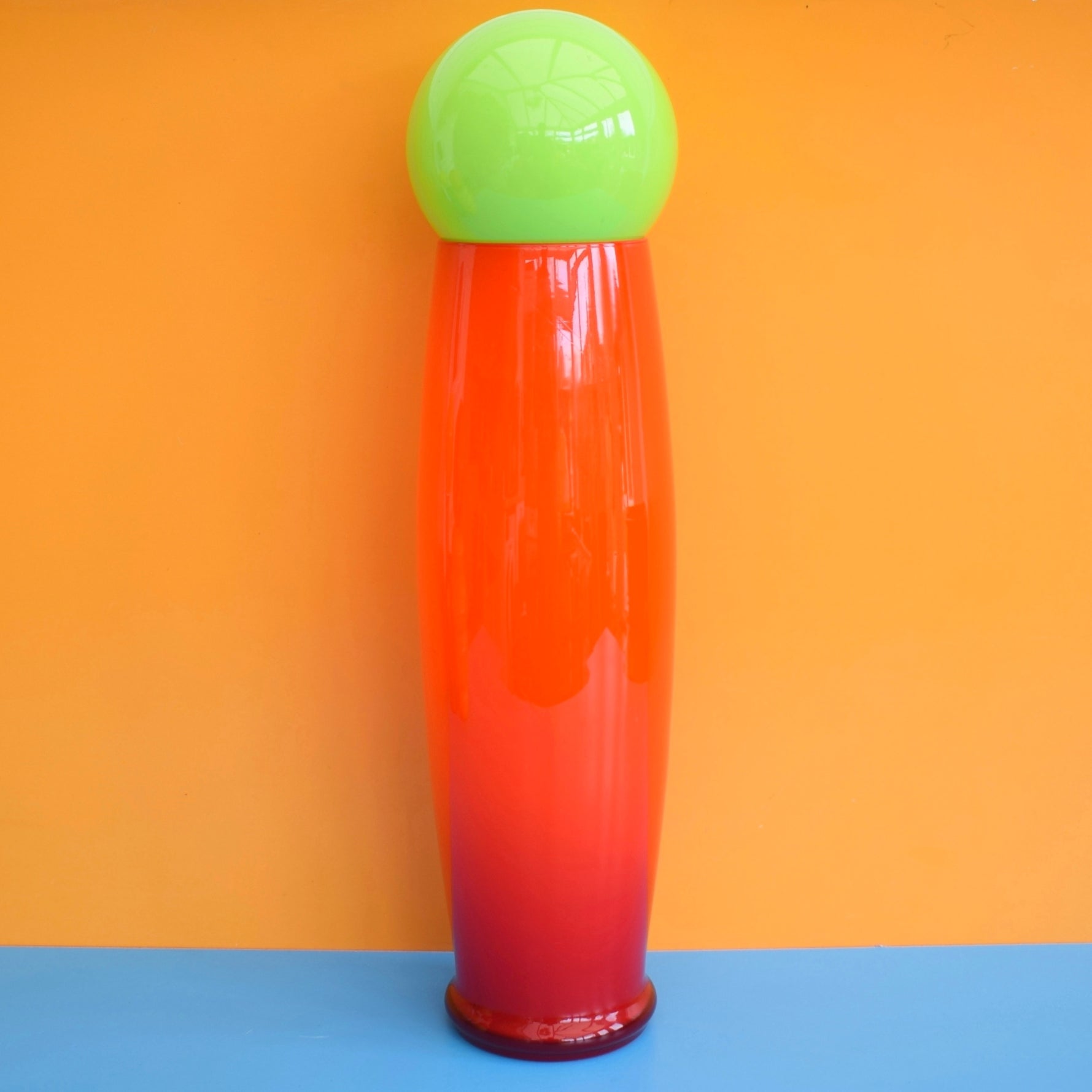 Vintage 1960s Italian Glass Bullet Vase- Vibrant Cased Orange by Pineapple Retro