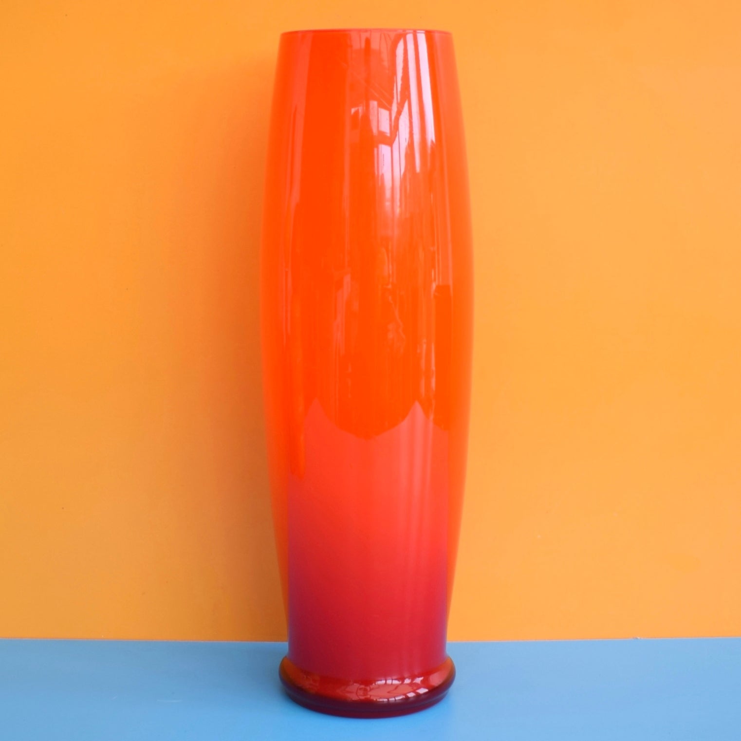 Vintage 1960s Italian Glass Bullet Vase- Vibrant Cased Orange by Pineapple Retro