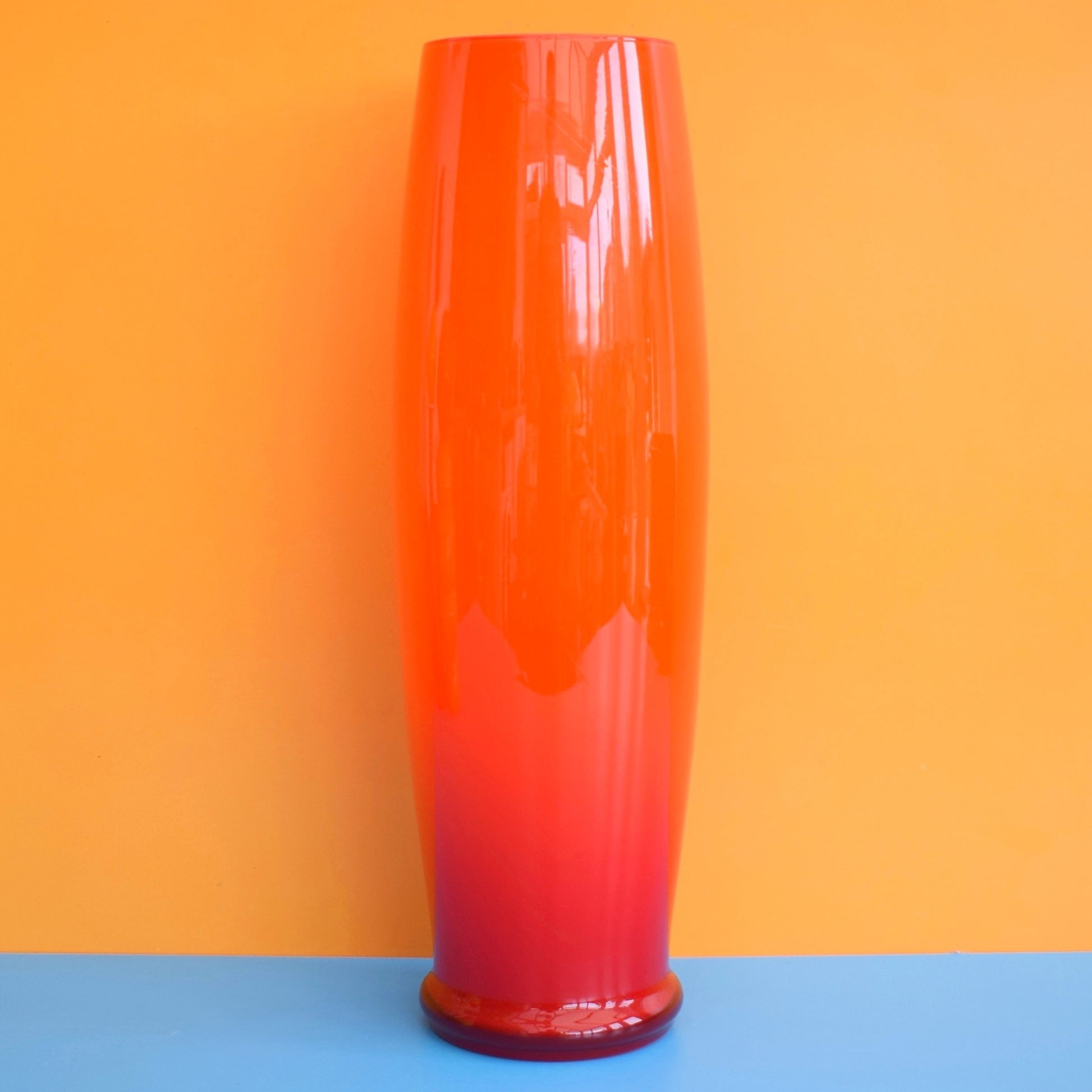 Vintage 1960s Italian Glass Bullet Vase- Vibrant Cased Orange by Pineapple Retro