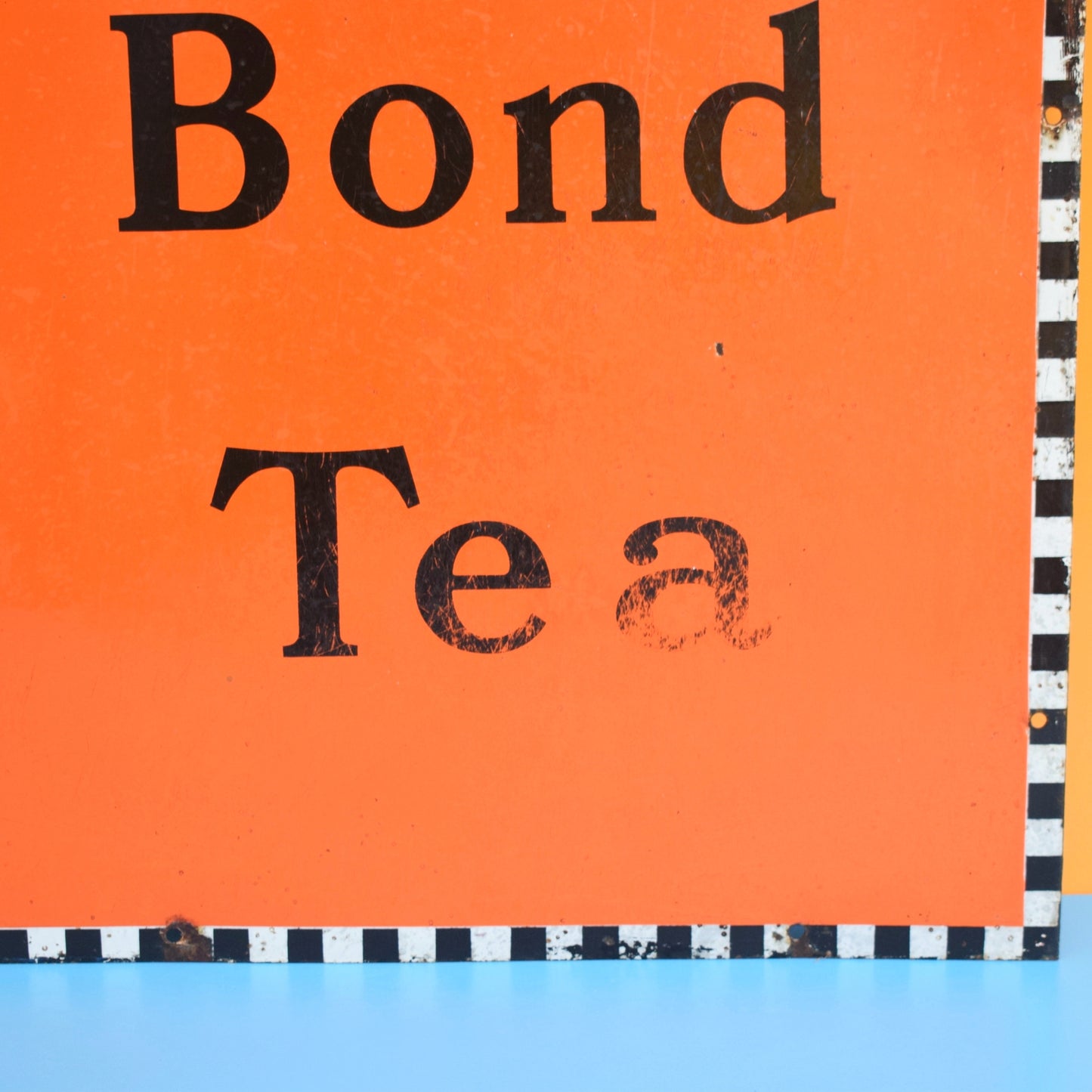 Vintage 1940s Brooke Bond Tea Enamel Sign - Orange by Pineapple Retro