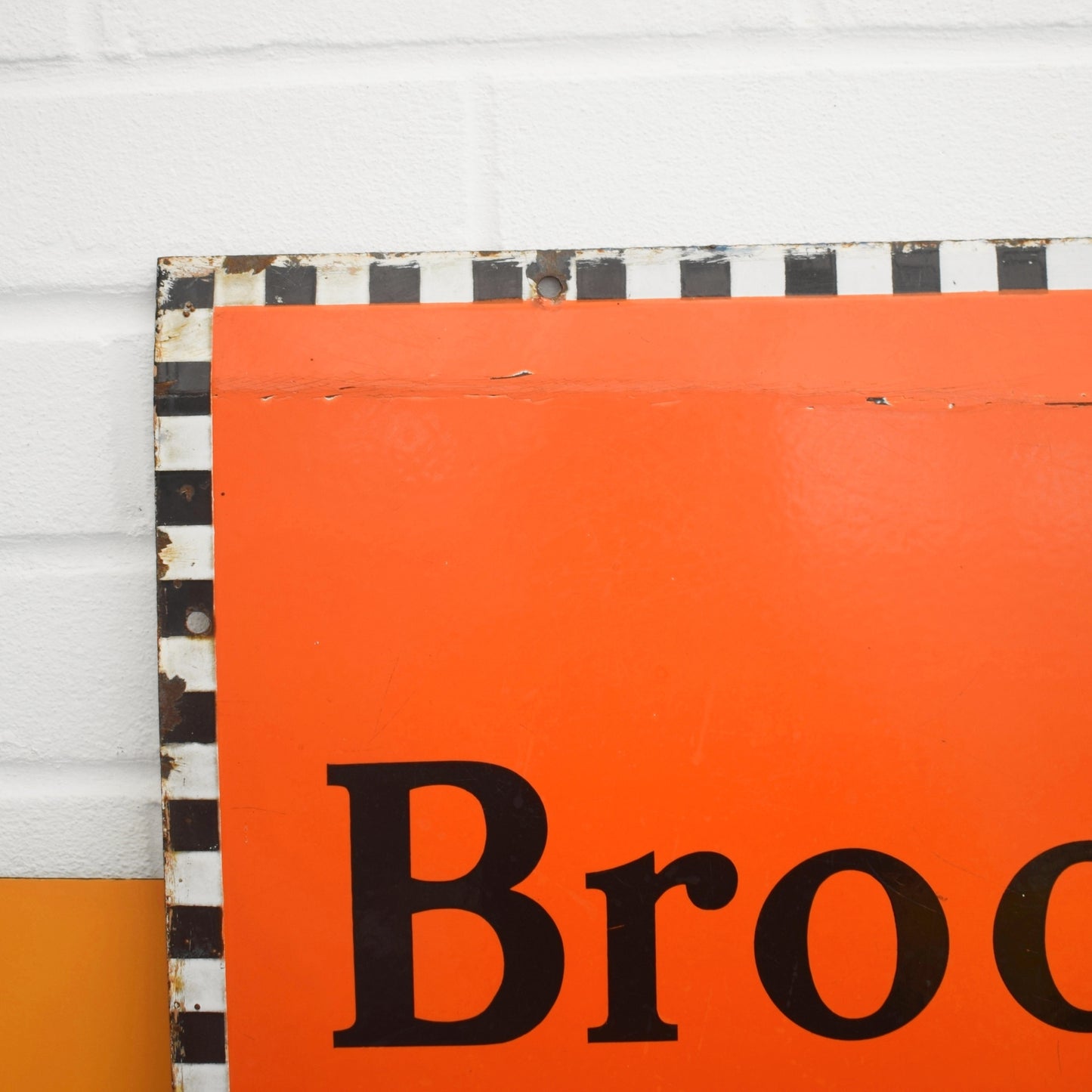 Vintage 1940s Brooke Bond Tea Enamel Sign - Orange by Pineapple Retro