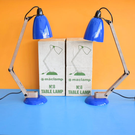 Vintage 1970s Mac Lamp - Desk Lamps - Habitat- Blue - Rare Boxed Pair by Vintage