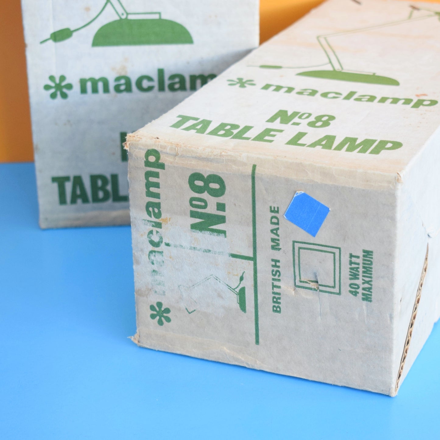 Vintage 1970s Mac Lamp - Desk Lamps - Habitat- Blue - Rare Boxed Pair by Vintage