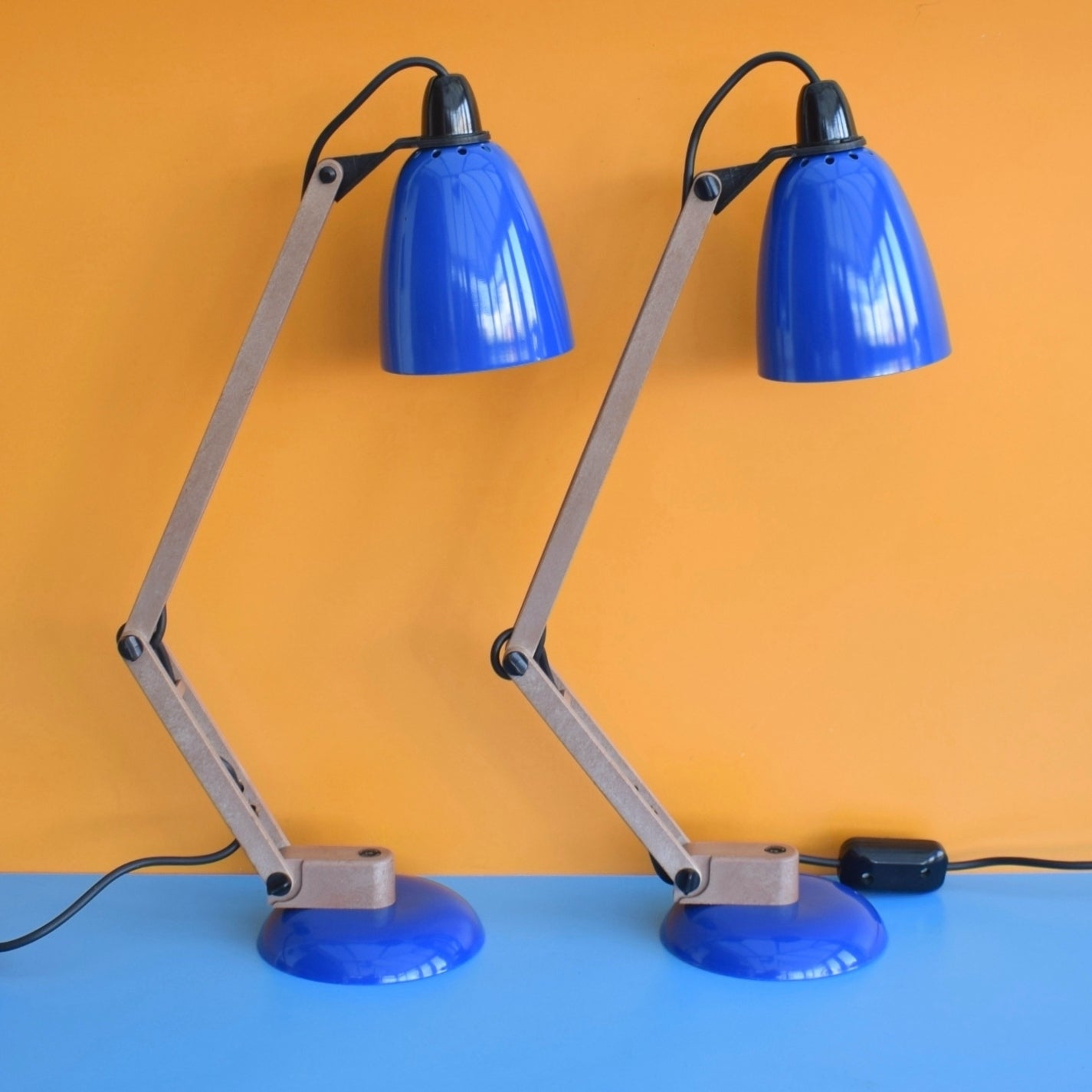 Vintage 1970s Mac Lamp - Desk Lamps - Habitat- Blue - Rare Boxed Pair by Vintage