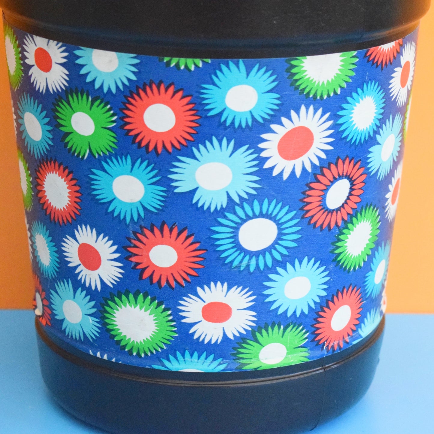 Vintage 1960s Plastic Waste Paper Bin - Flower Power - Bold Designs - Plysu by Pineapple Retro