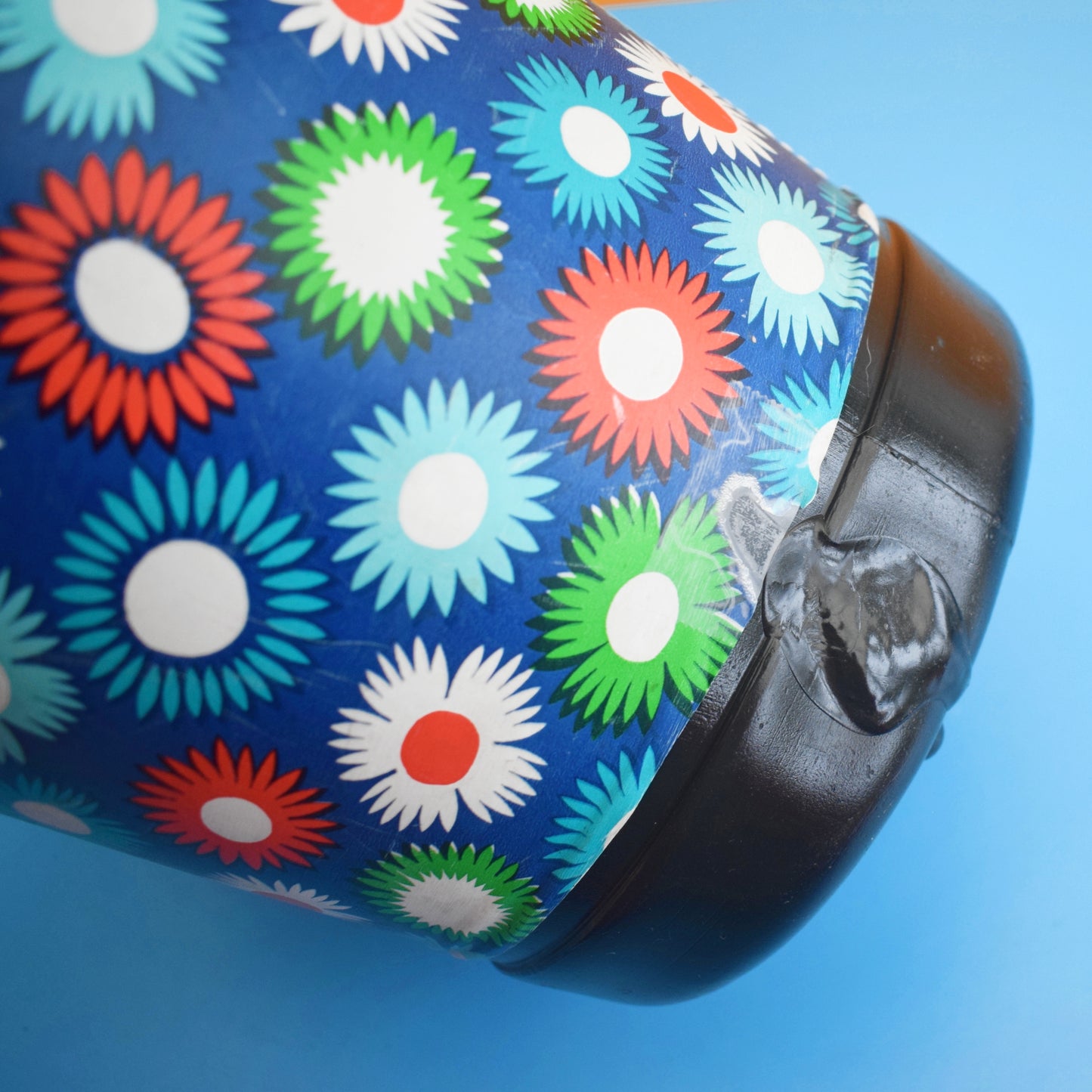 Vintage 1960s Plastic Waste Paper Bin - Flower Power - Bold Designs - Plysu by Pineapple Retro