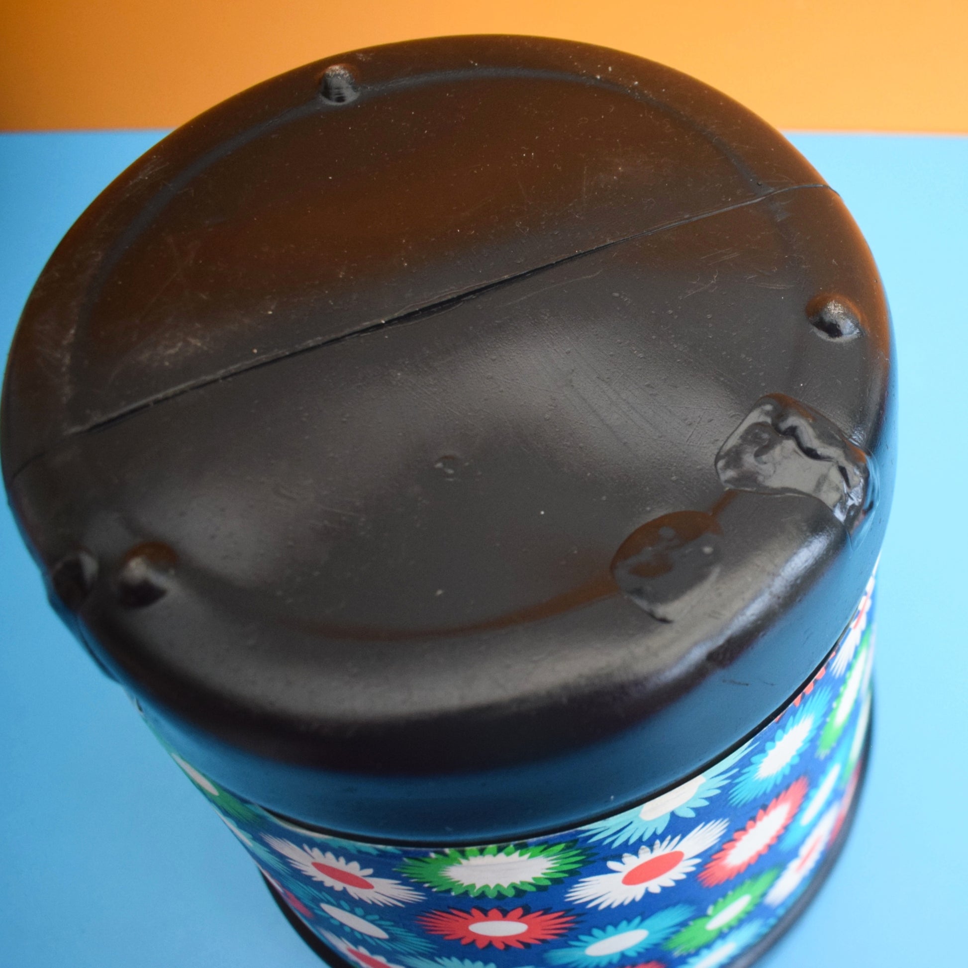 Vintage 1960s Plastic Waste Paper Bin - Flower Power - Bold Designs - Plysu by Pineapple Retro