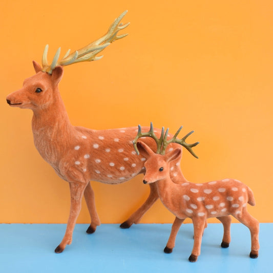 Vintage 1960s Kitsch Flocked Standing Deer/ Bambi Pair
