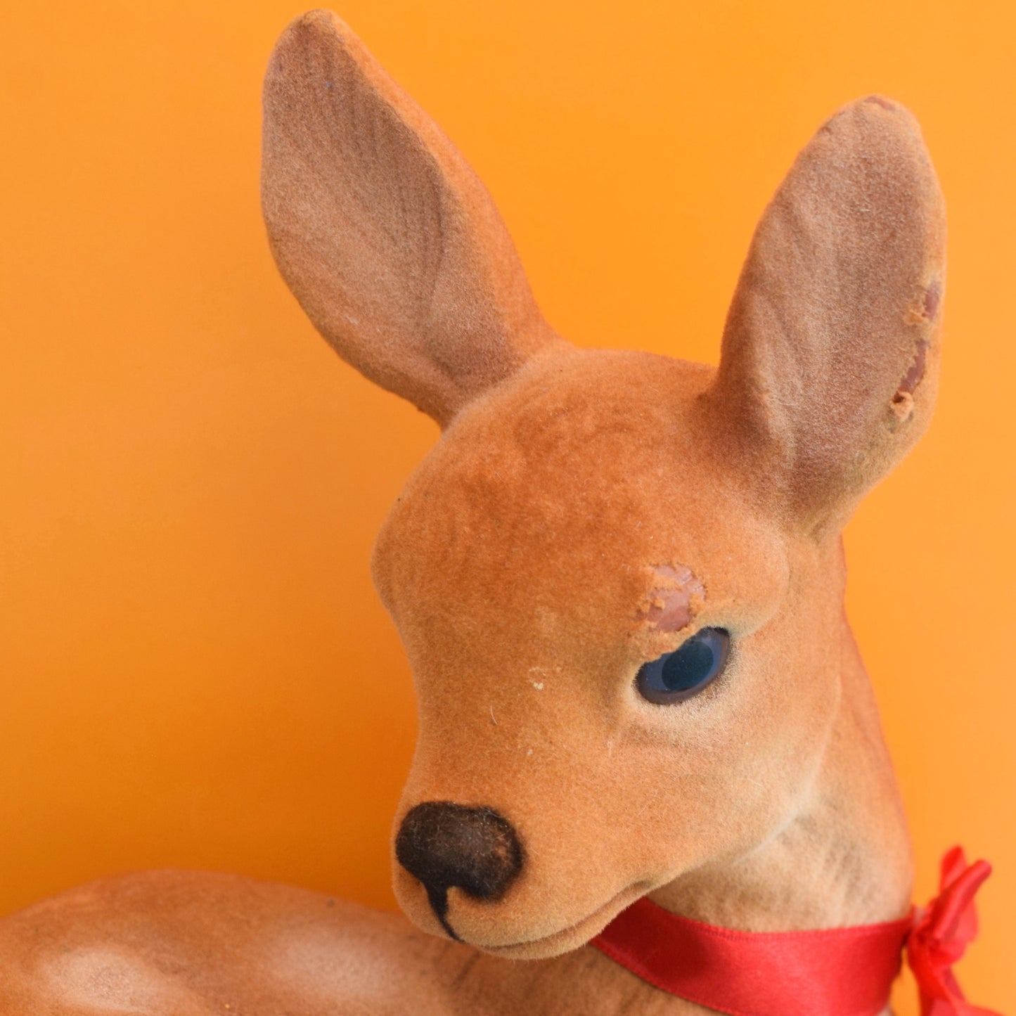 Vintage 1960s Kitsch Flocked Large Bambi - Sitting