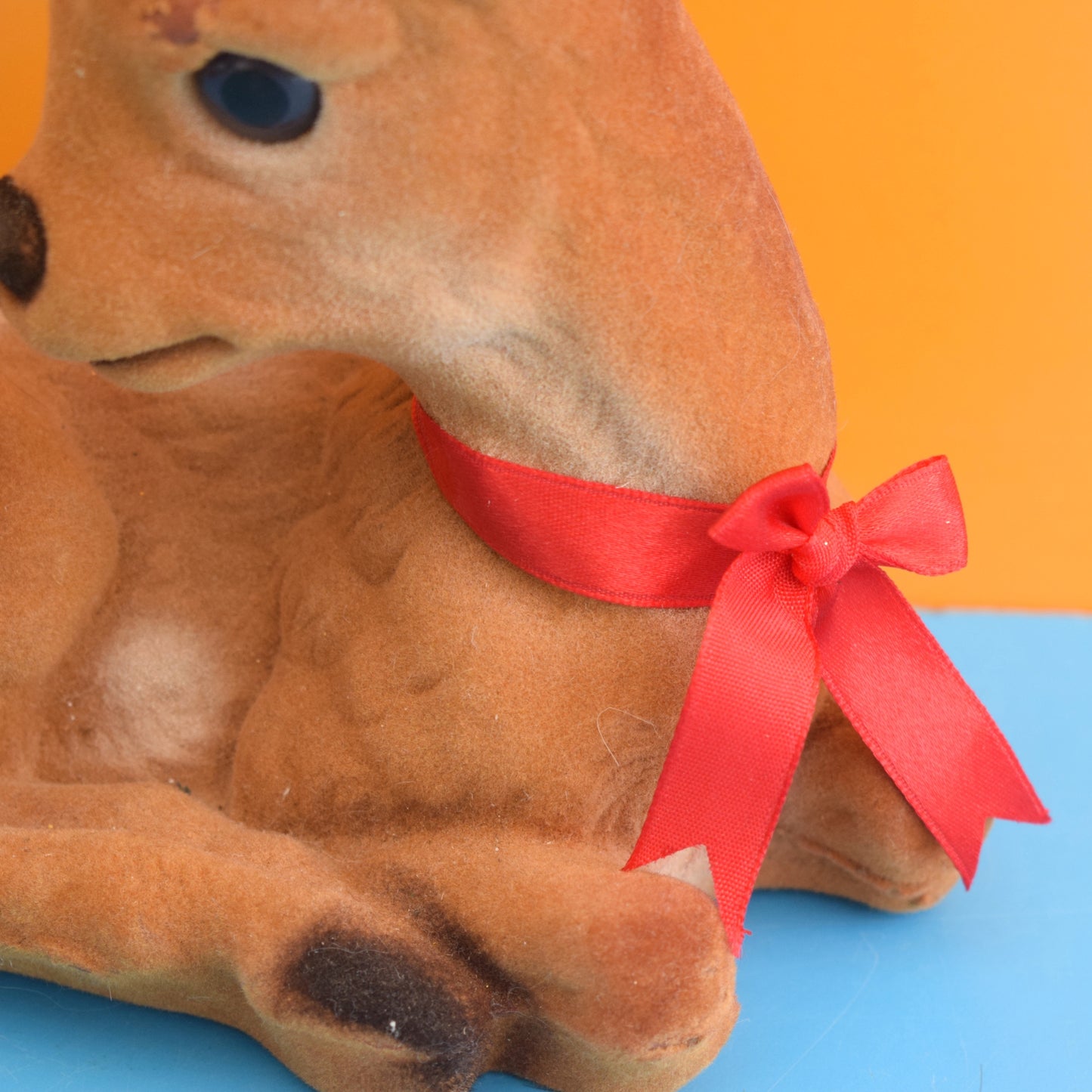 Vintage 1960s Kitsch Flocked Large Bambi - Sitting