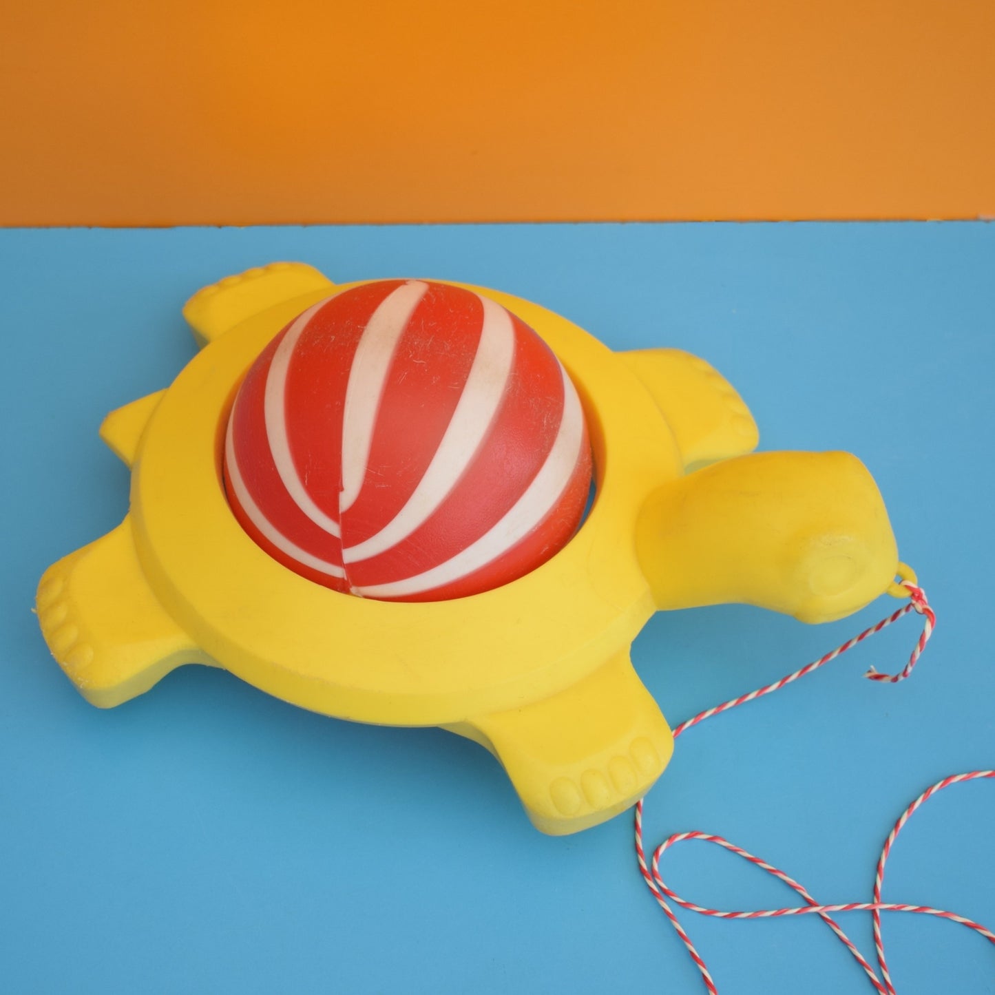 Vintage 1970s Pull Along Rolling Tortoise - Romanian