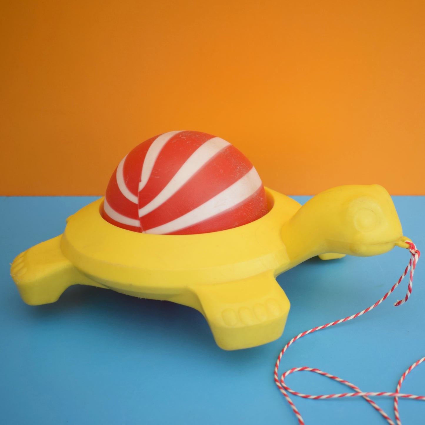 Vintage 1970s Pull Along Rolling Tortoise - Romanian